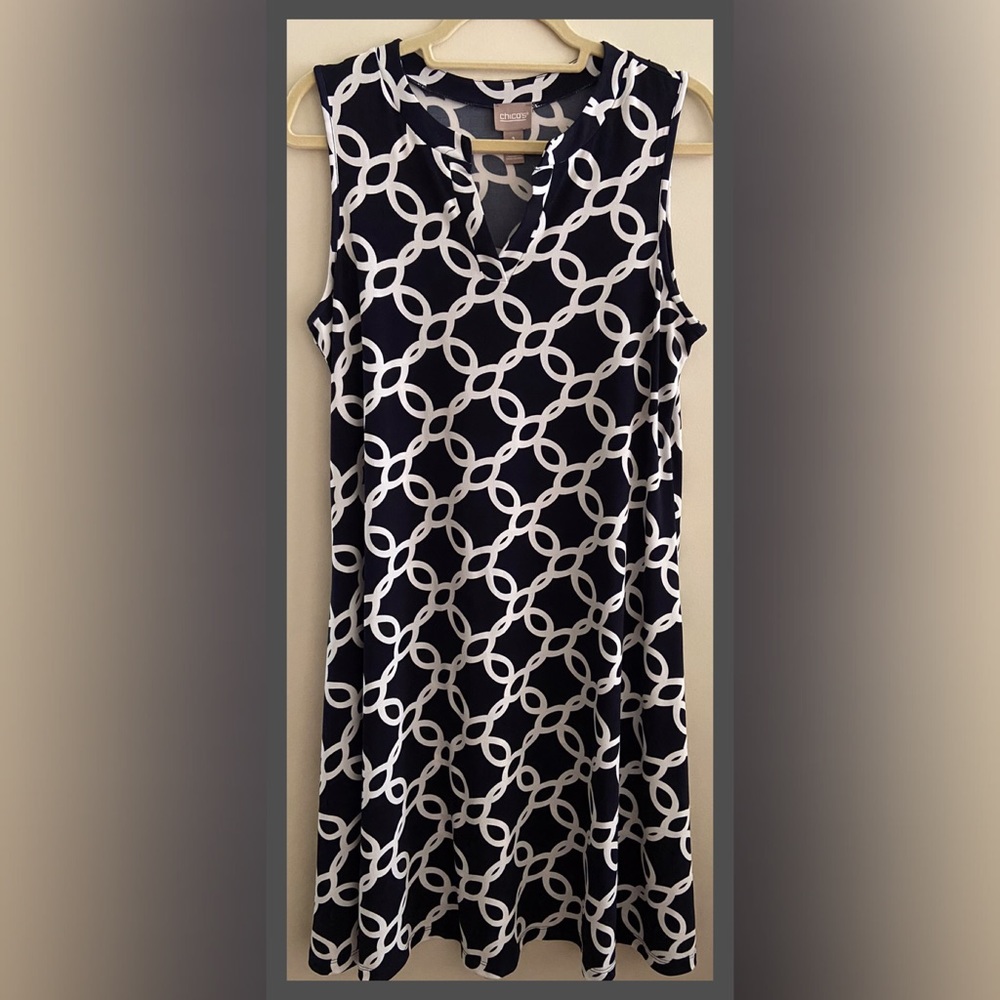 Women’s navy blue and white dress